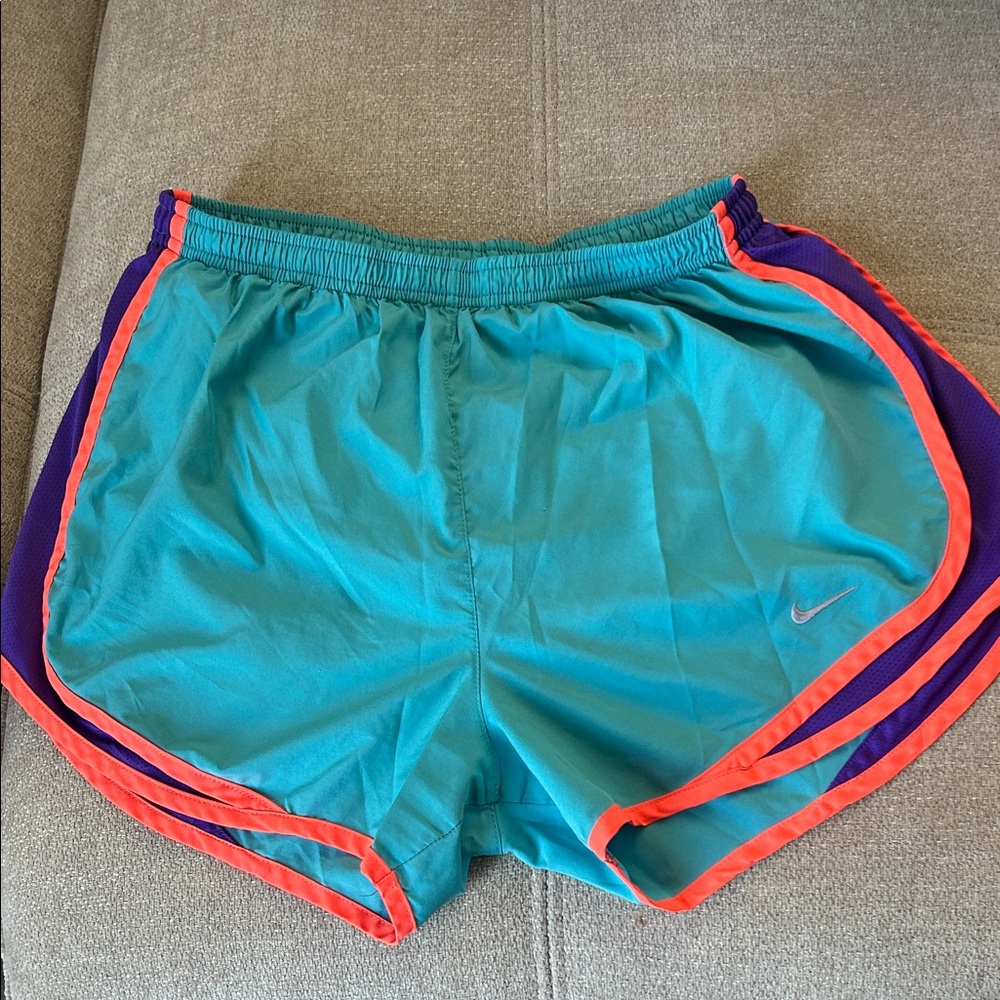 Nike Women's Teal and Purple Athletic Shorts